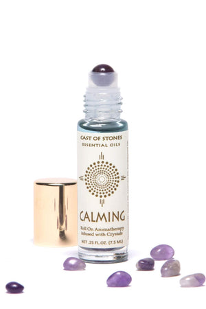 Essential Oil Roll On Aromatherapy Infused with Crystals Home Cast of Stones