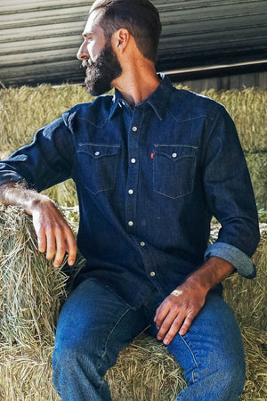 Barstow Western Shirt - Red Cast Rinse Shirts Levi