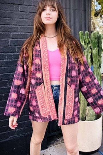 Vintage Pink Lemonade Kantha Jacket