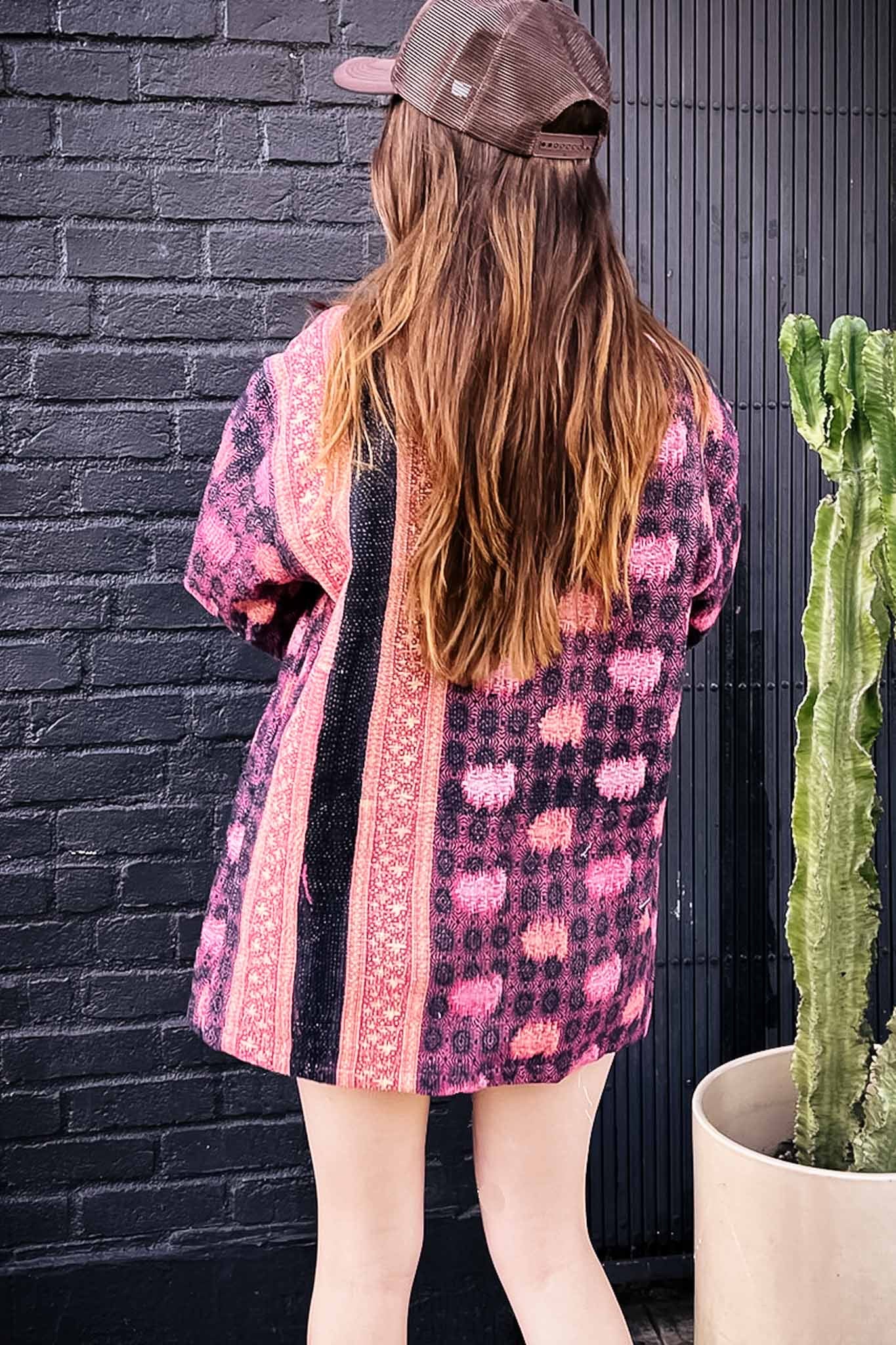 Vintage Pink Lemonade Kantha Jacket  The Canyon