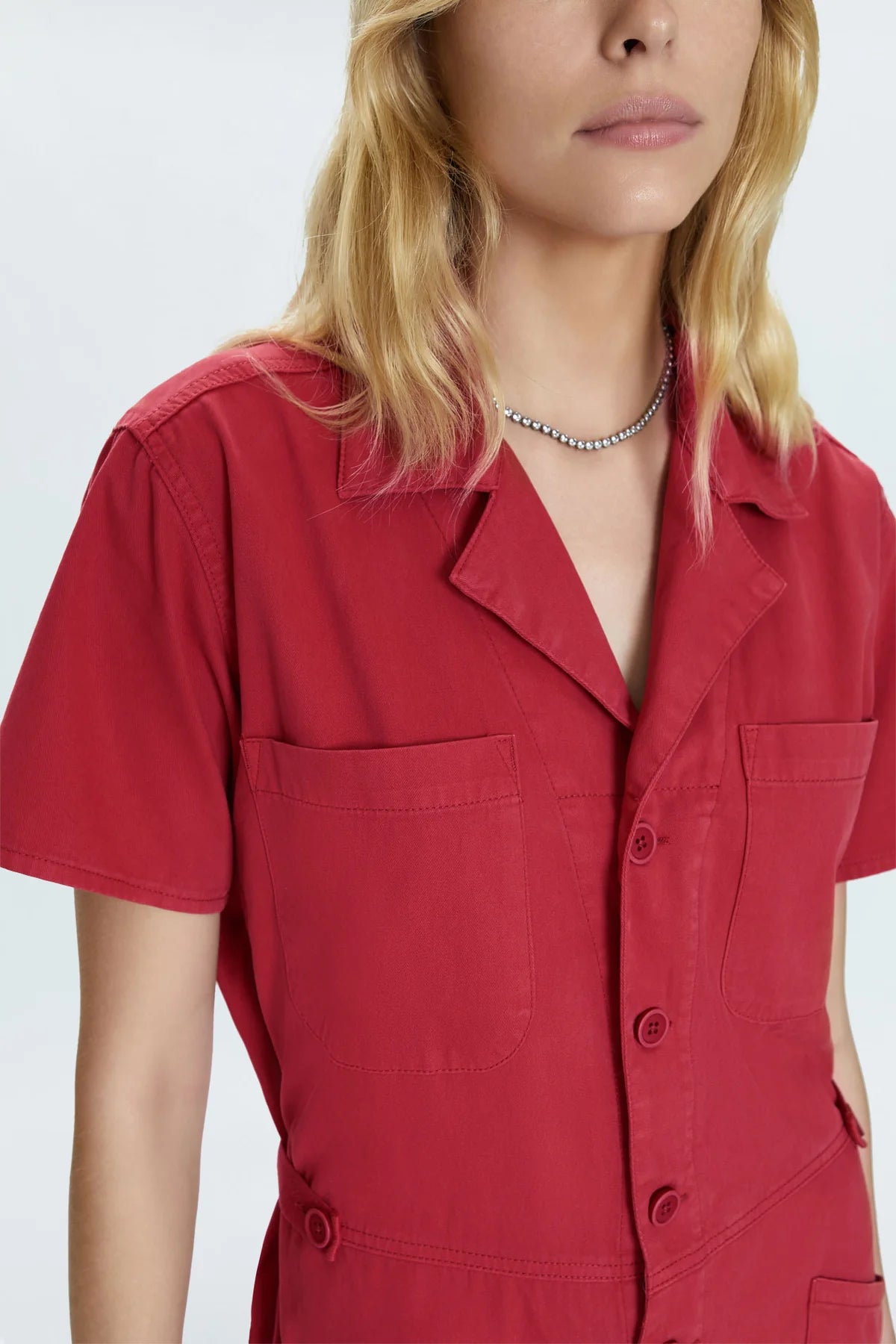 Grover Short Sleeve Field Jumpsuit - Rouge Dresses PISTOLA