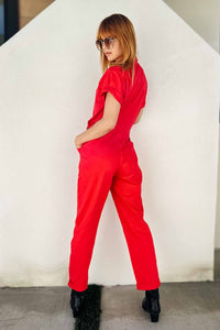 Grover Short Sleeve Field Jumpsuit - Rouge Dresses PISTOLA