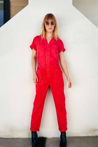 Grover Short Sleeve Field Jumpsuit - Rouge Dresses PISTOLA