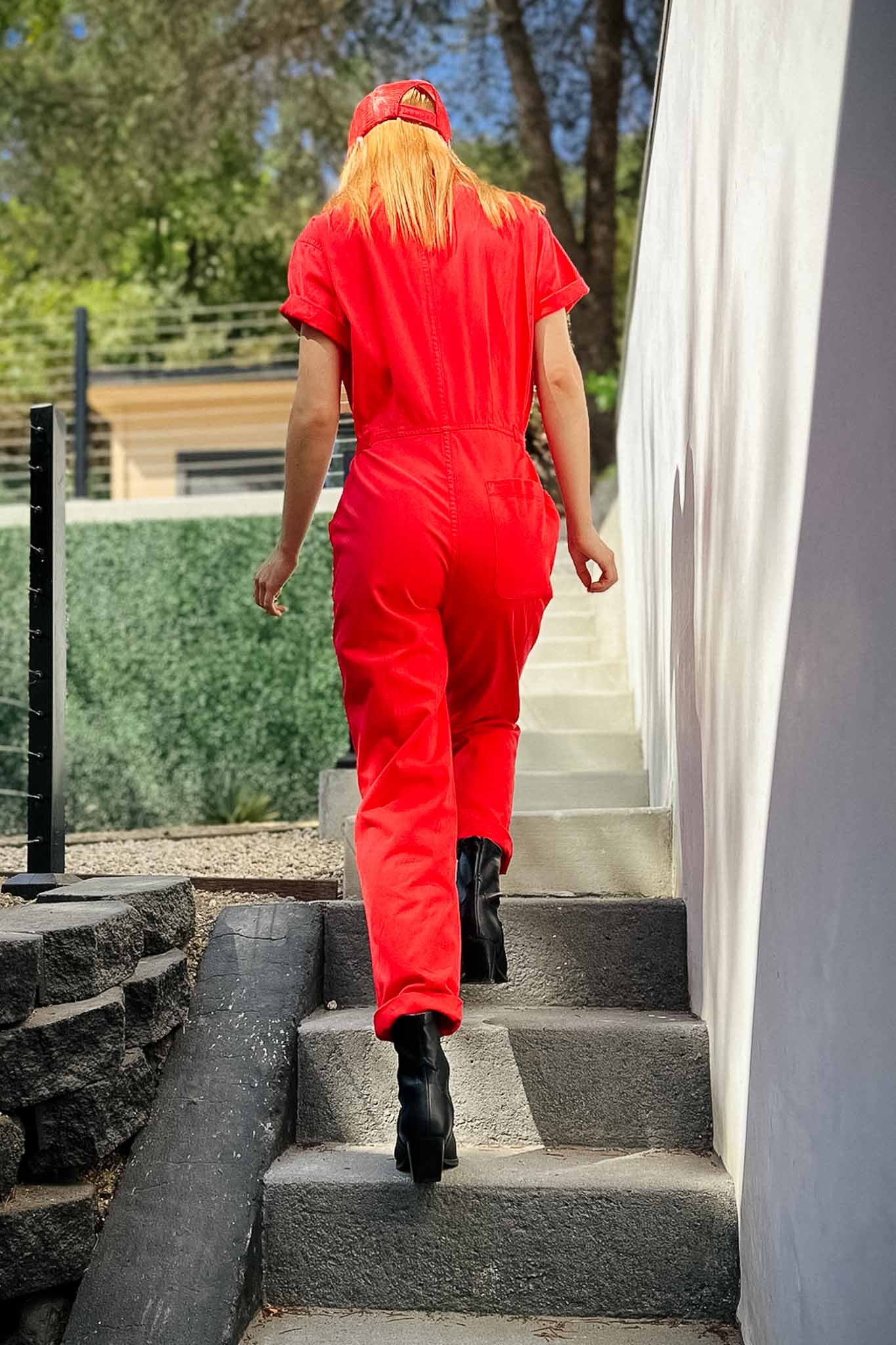 Grover Short Sleeve Field Jumpsuit - Rouge Dresses PISTOLA