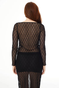 Wanda Mesh Long Sleeve Mock Neck Top Tops Find Me Now