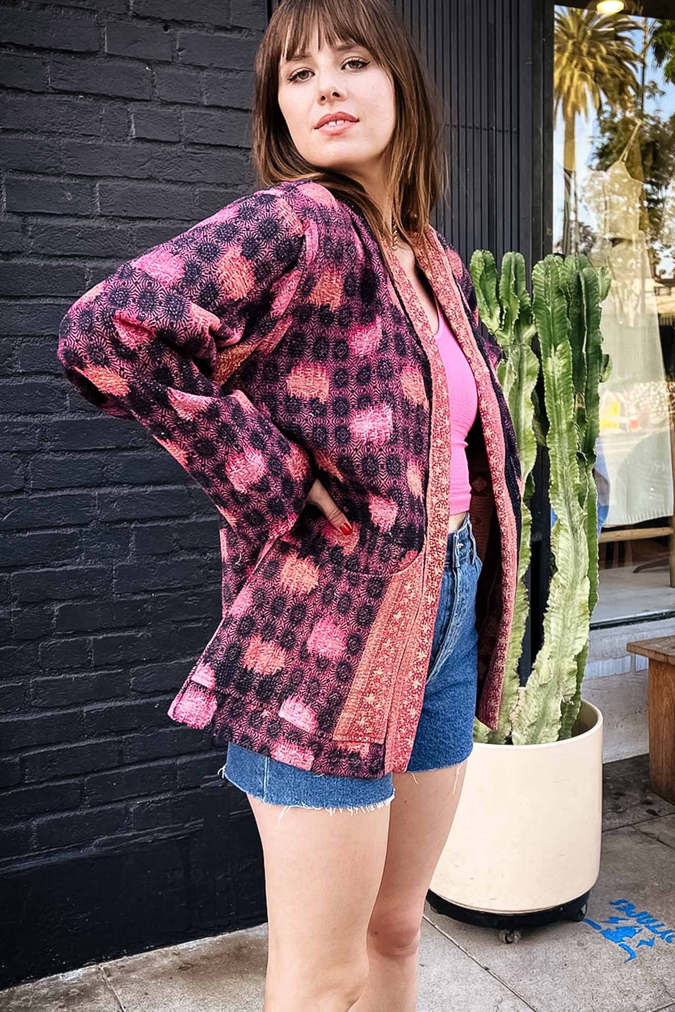 Vintage Pink Lemonade Kantha Jacket  The Canyon