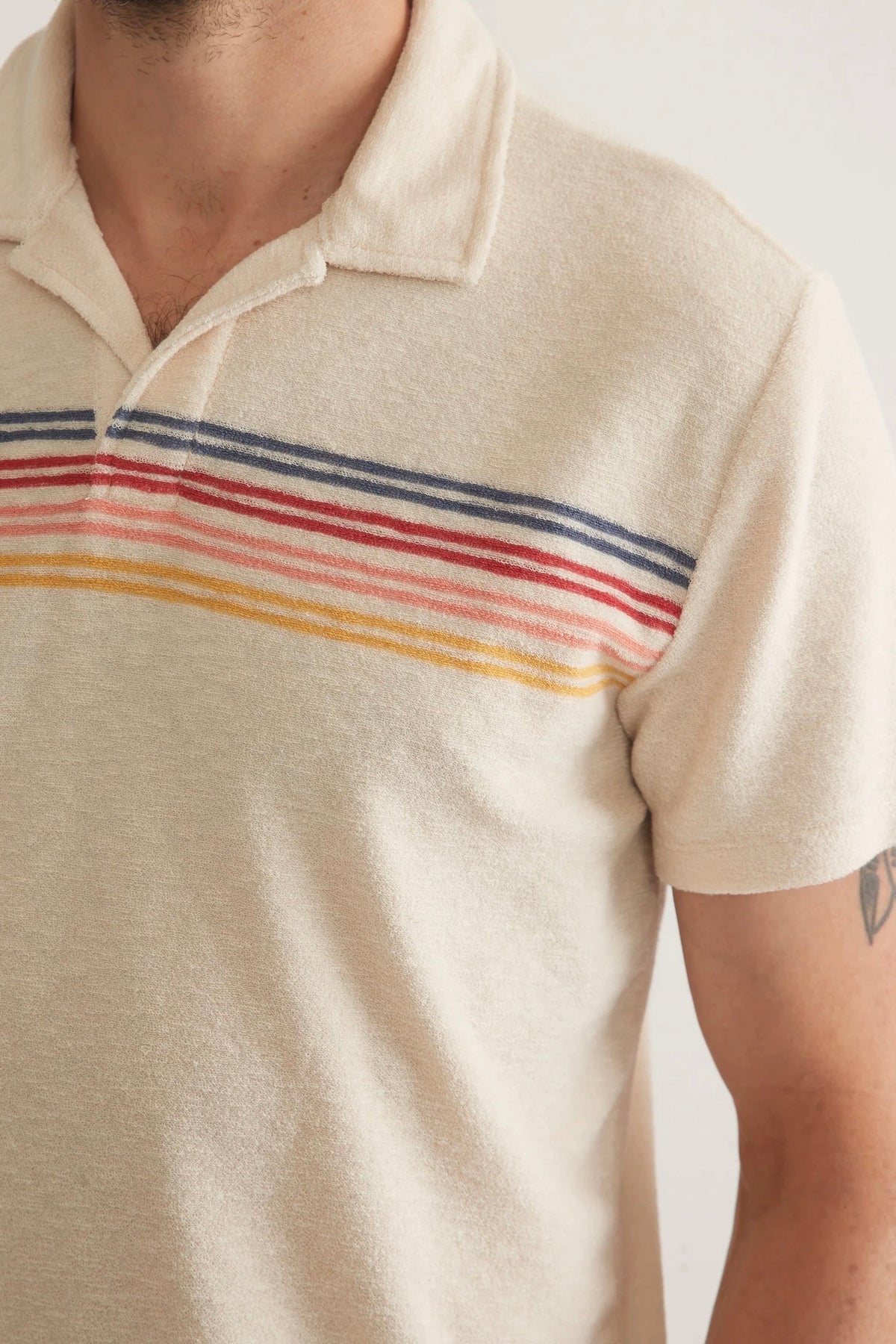 Terry Out Stripe Polo Tops Marine Layer