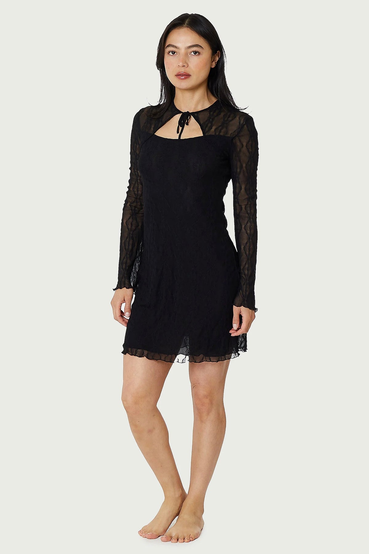 Mariposa Long Sleeve Bow Mini Dress Dresses Find Me Now