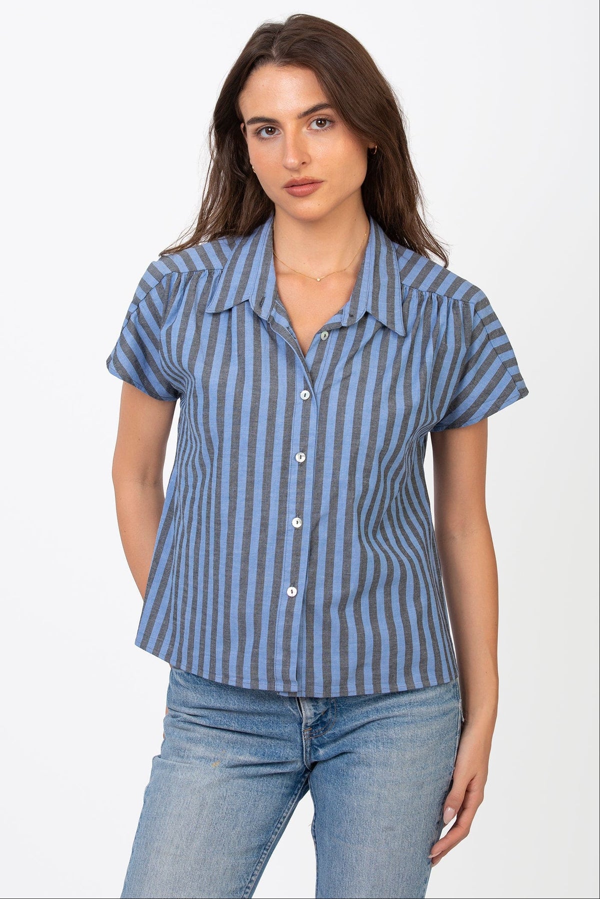Carol Stripe Blouse Tops Cameo