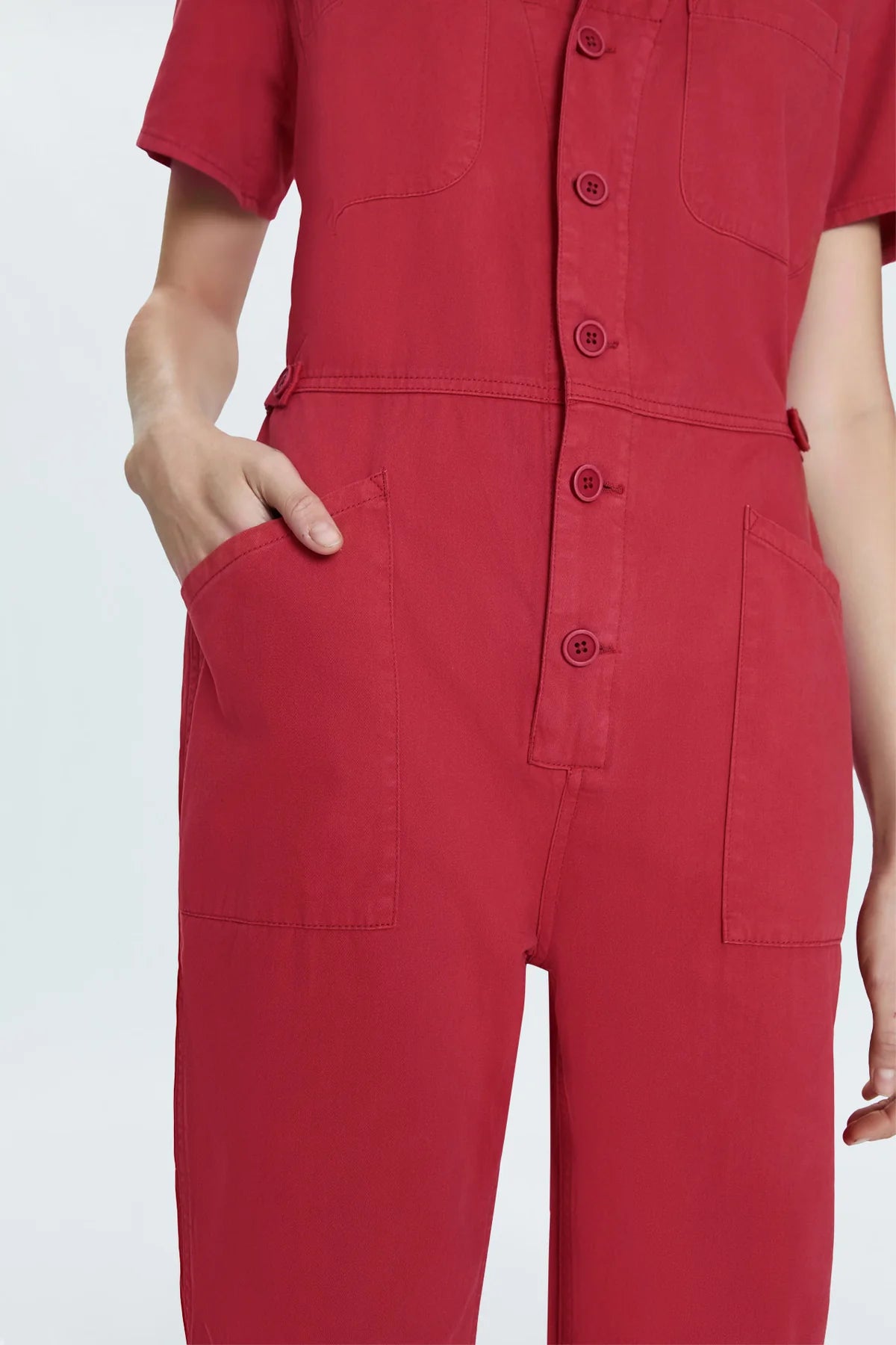 Grover Short Sleeve Field Jumpsuit - Rouge Dresses PISTOLA