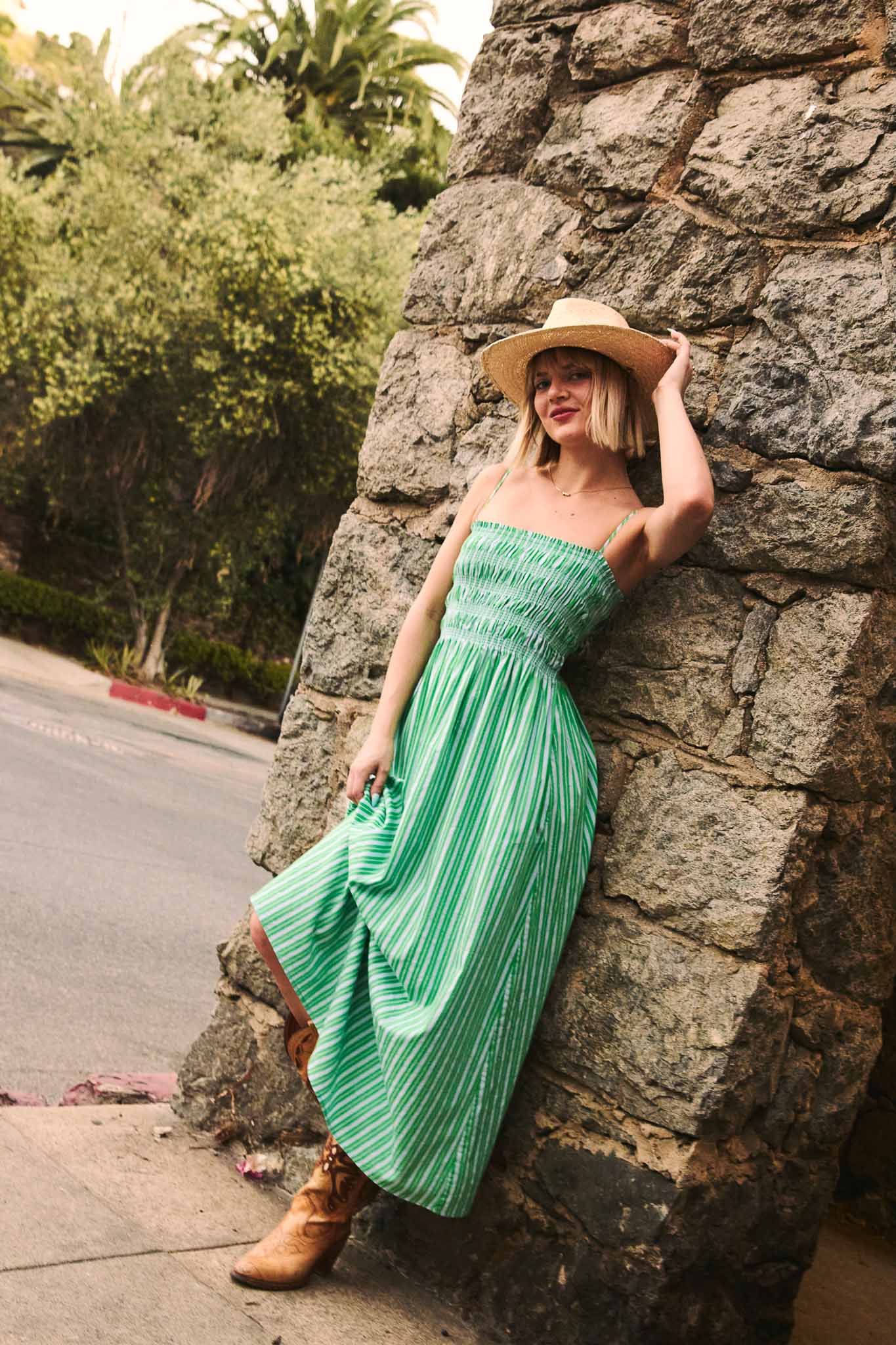 Bianca Dress - Green Blue Stripe - The Canyon Bianca Dress - Green Blue Stripe - The Canyon