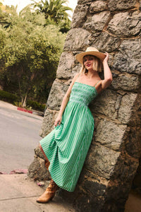 Bianca Dress - Green Blue Stripe Dresses Pistola