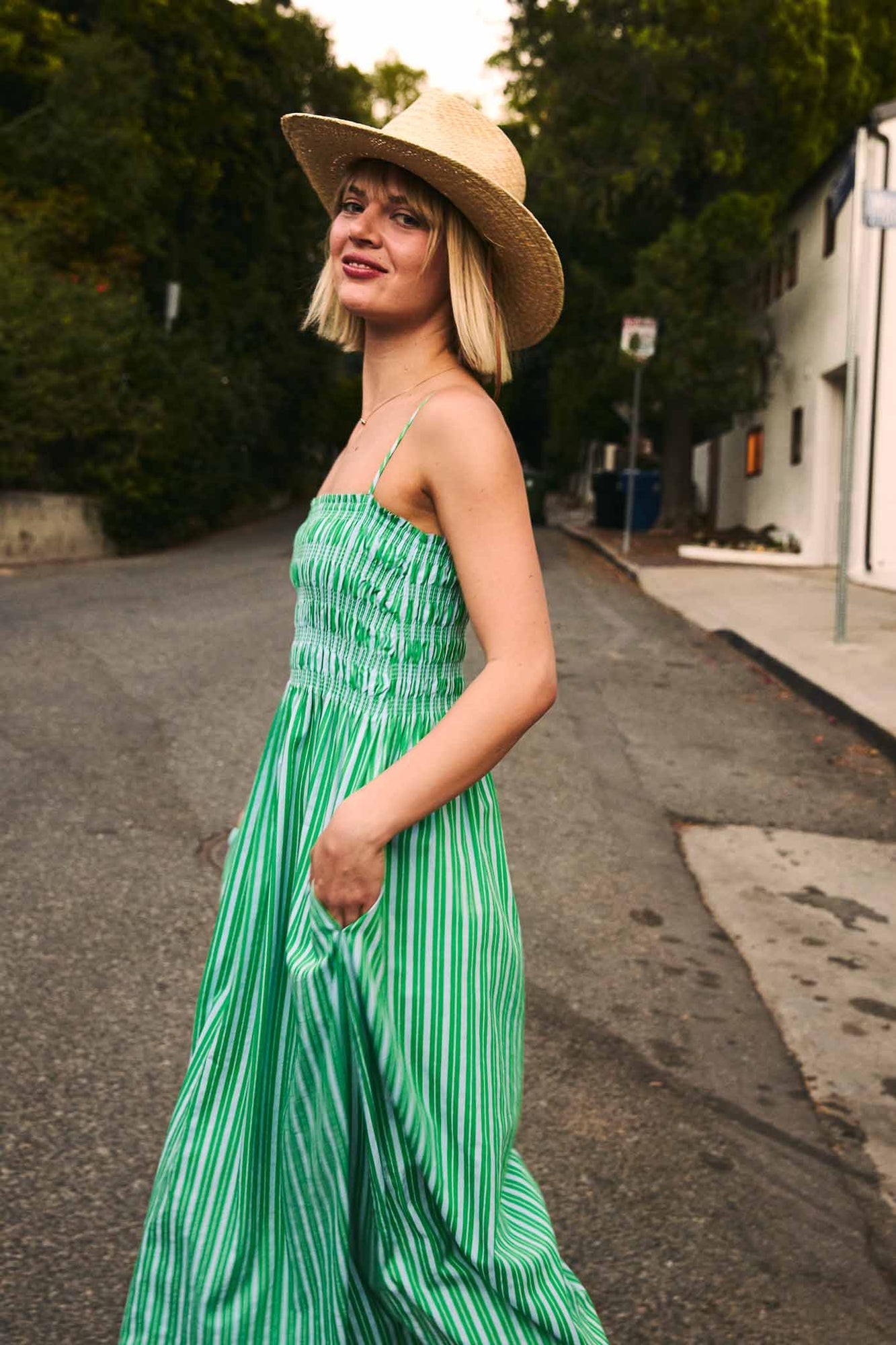 green striped dresses Don't Be Envious Striped Maxi Dress-Green Medium