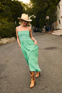 Bianca Dress - Green Blue Stripe Dresses Pistola
