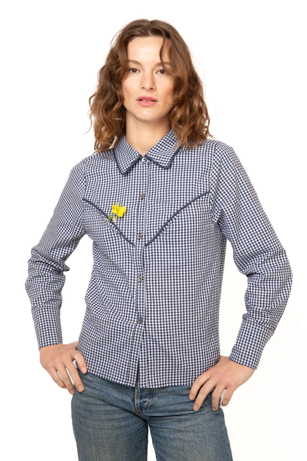 Ranch Blouse - Gingham Tops Cameo