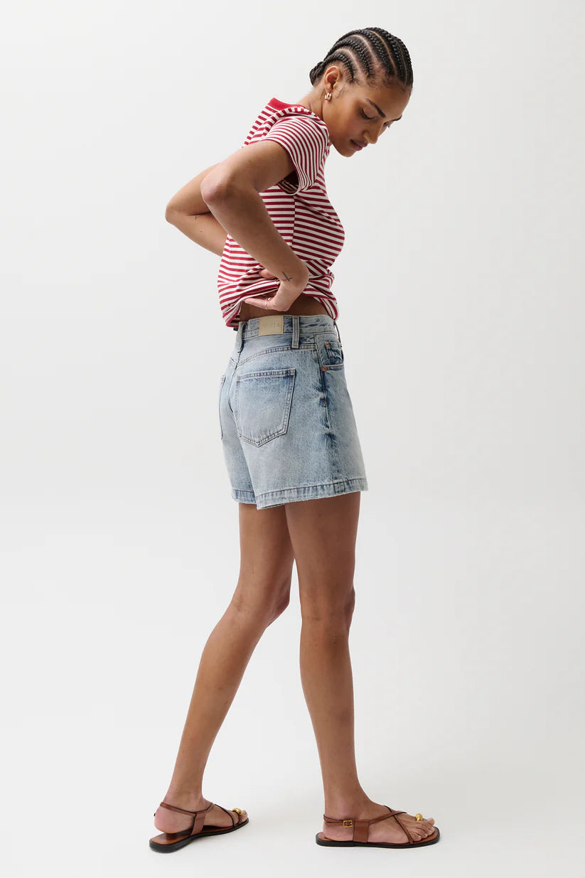 Saige High Rise A-Line Short - French Riviera