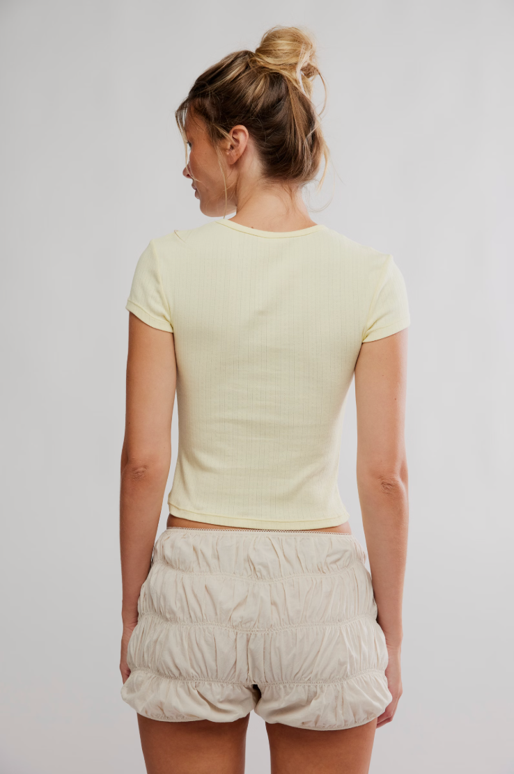 Wait A Minute Baby Tee - Banana Cream