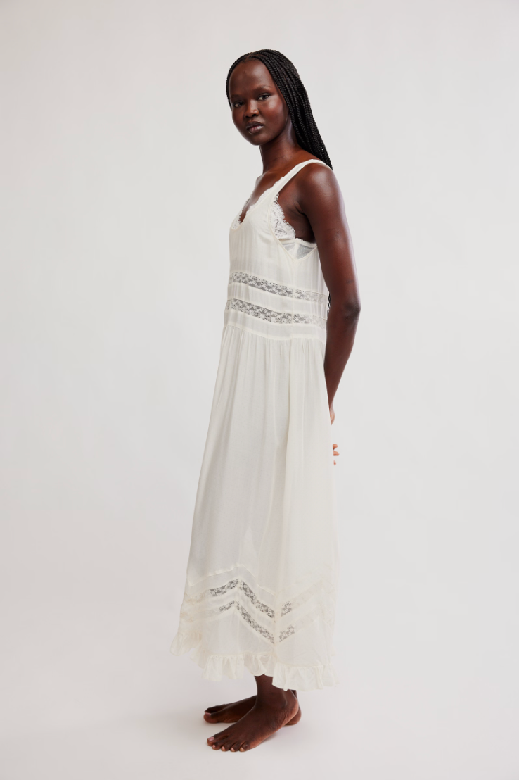 Voile And Lace Midi Dress
