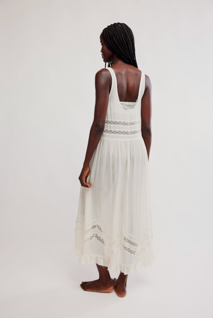 Voile And Lace Midi Dress