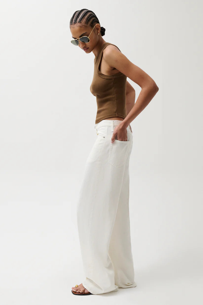 Sydney High Rise Linen Bowed Wide Leg - Egret