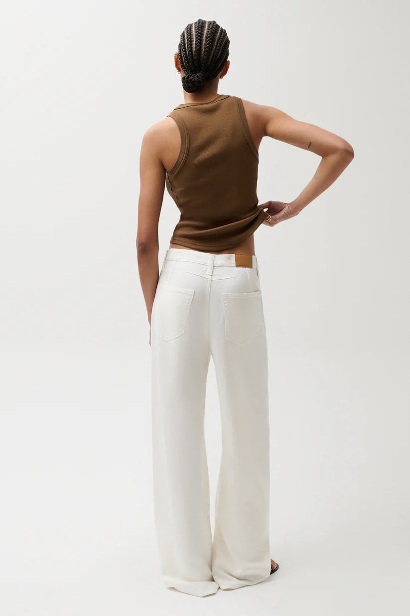 Sydney High Rise Linen Bowed Wide Leg - Egret