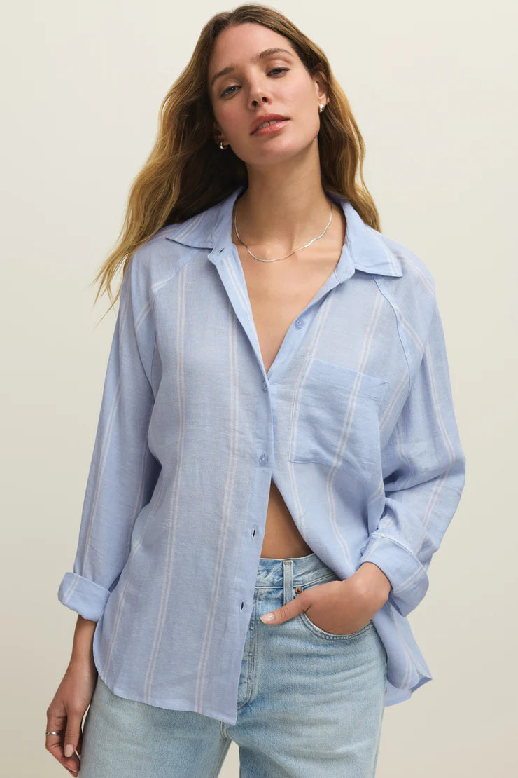 The Perfect Linen Top - Blue Light