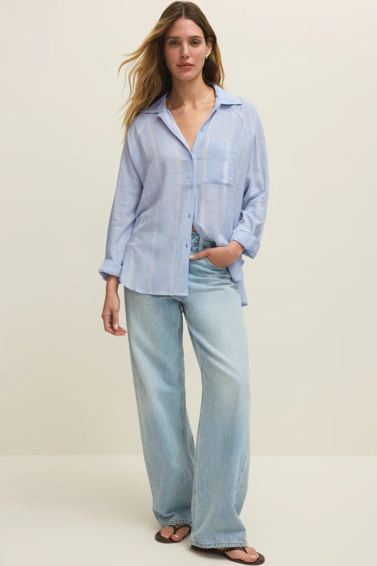 The Perfect Linen Top - Blue Light