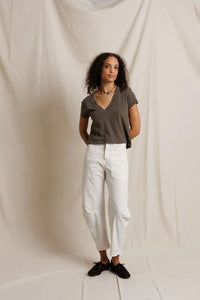 Alanis V Neck Tee Tops Perfect White Tee