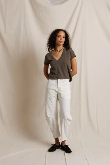 Alanis V Neck Tee Tops Perfect White Tee
