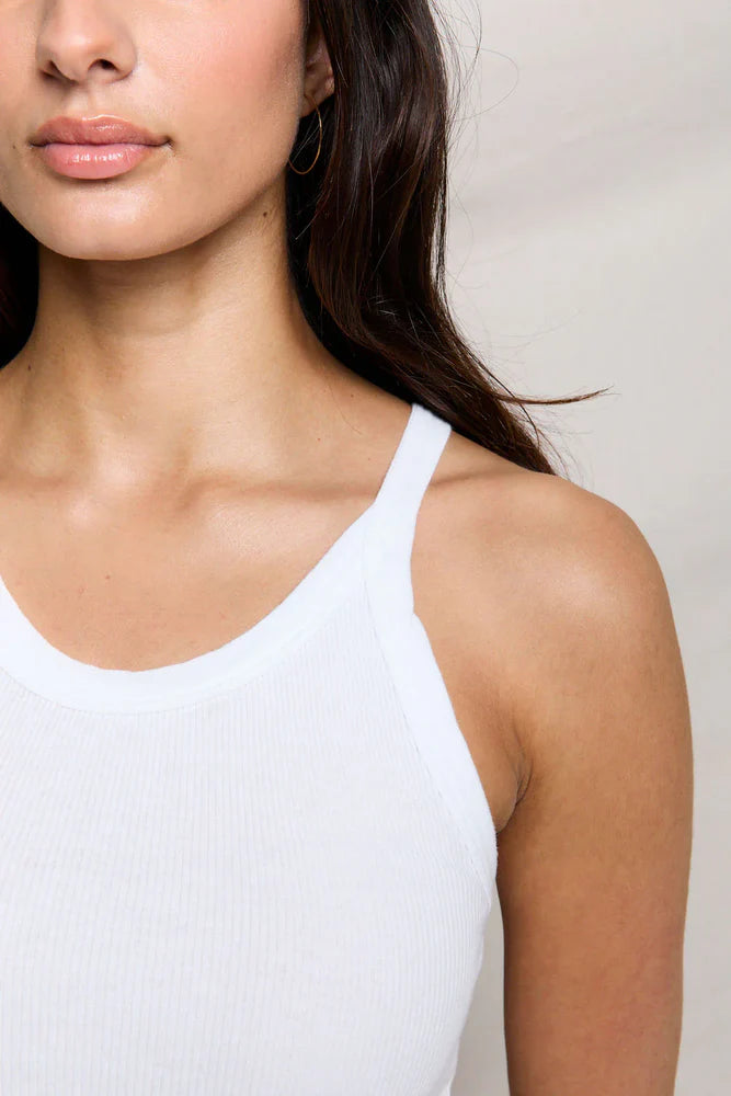 Annie Ribbed Tank Tops Perfect White Tee