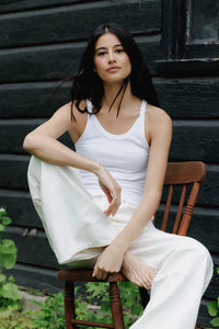 Annie Ribbed Tank Tops Perfect White Tee