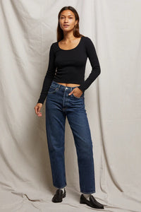 Anya Rib Long Sleeve Tops Perfect White Tee