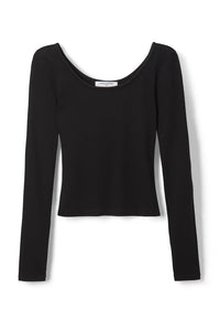 Anya Rib Long Sleeve Tops Perfect White Tee