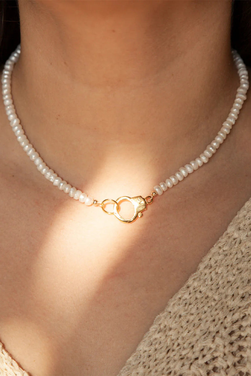 Naughty Beaded Pearl Necklace - 18k Gold Plated Brass Jewelry Jurate