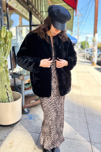 Black Cherry Faux Fur Outerwear Blank NYC