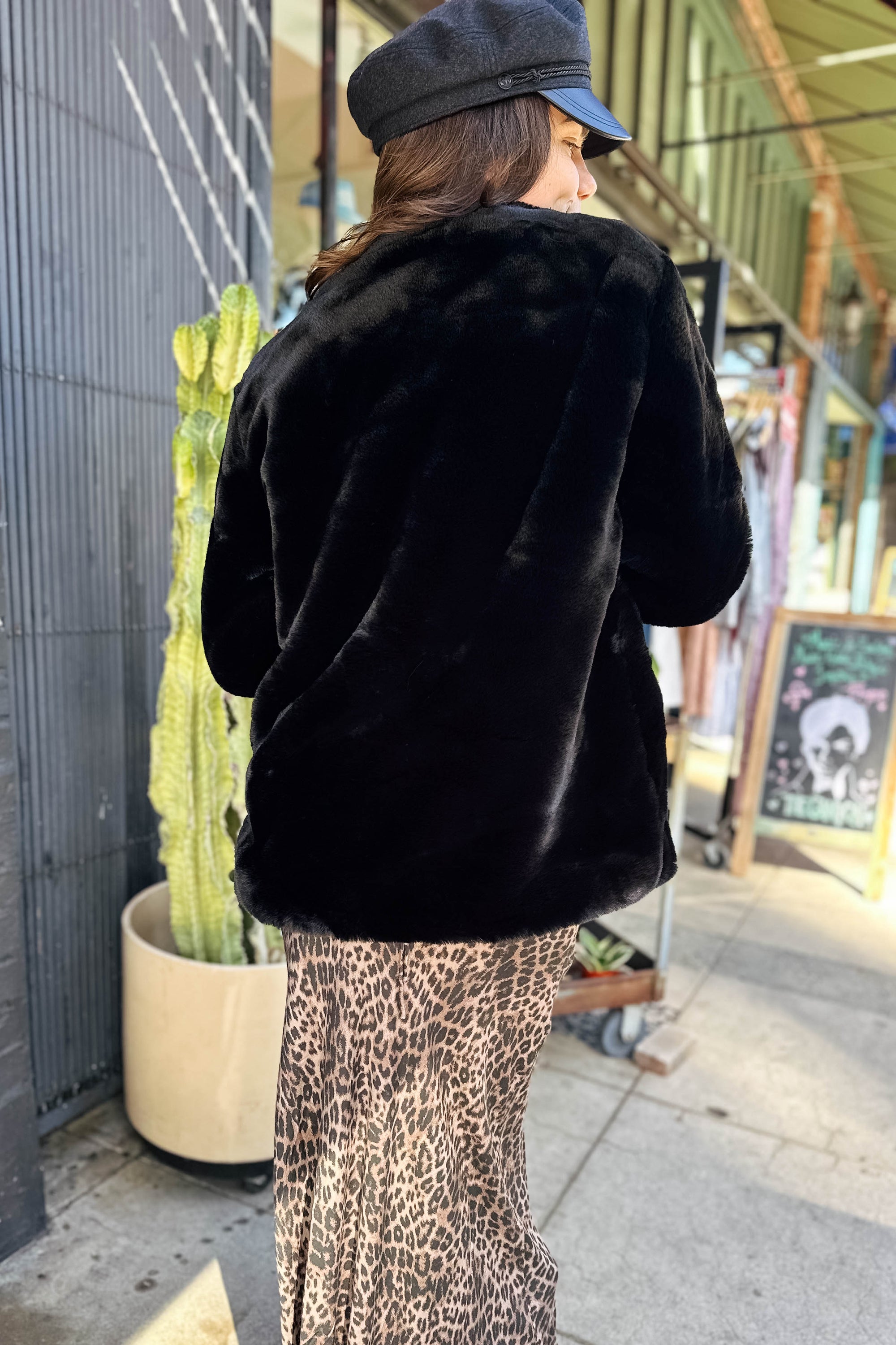 Black Cherry Faux Fur Outerwear Blank NYC