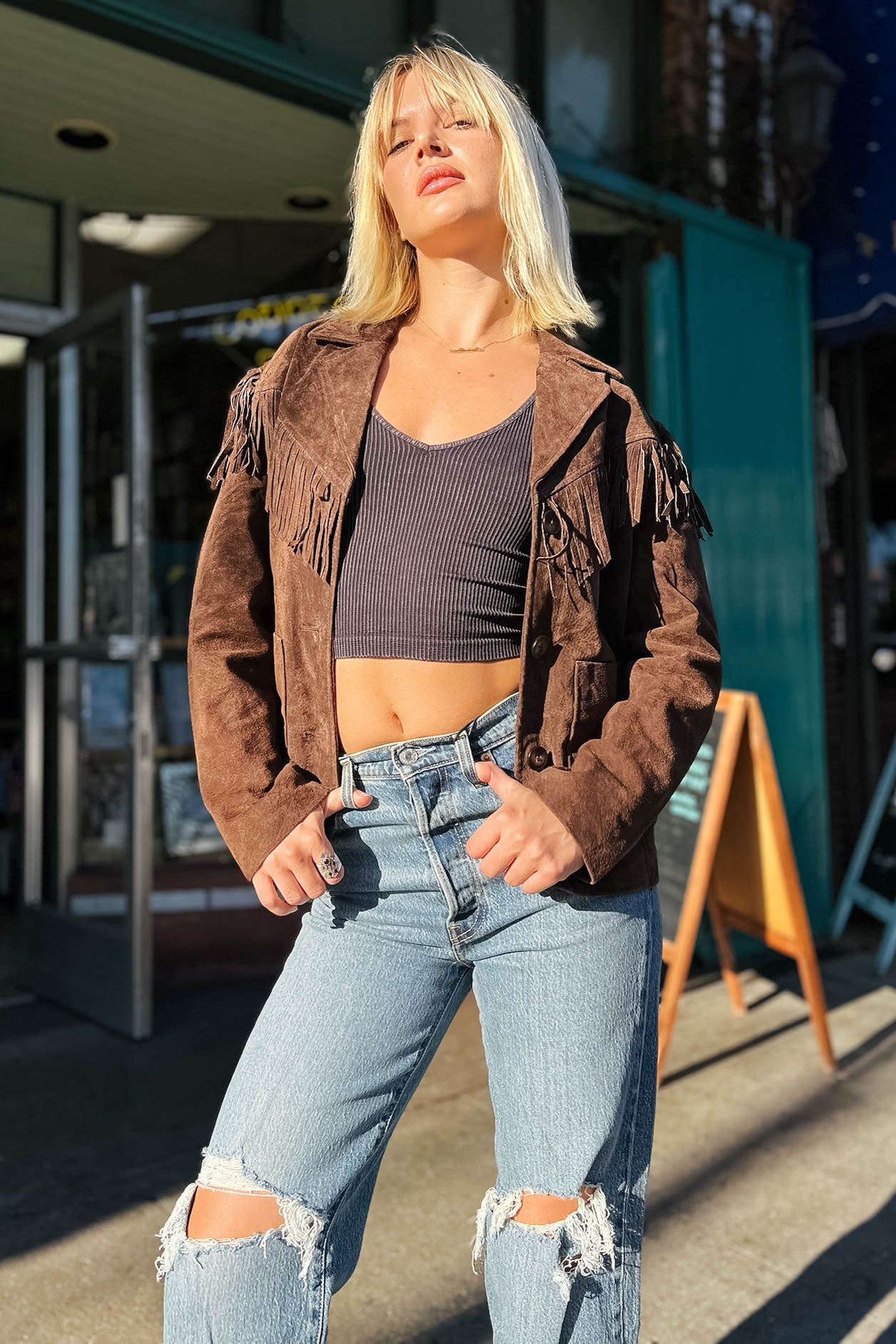 Down To Earth Suede Jacket Outerwear Blank NYC