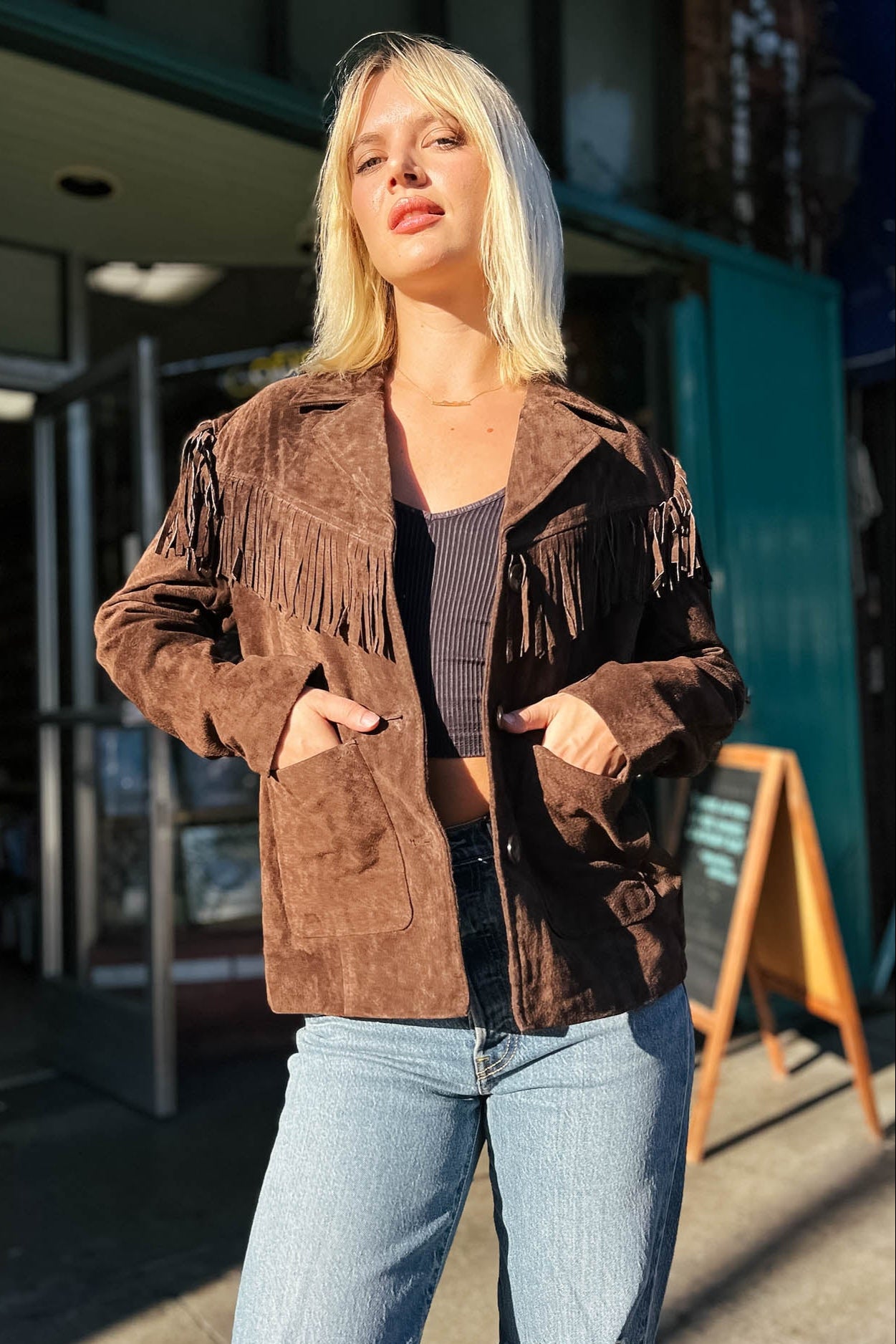 Down To Earth Suede Jacket Outerwear Blank NYC