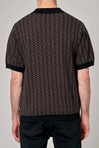 Bowler Grid Knit Shirt - Brown Tops Rolla's