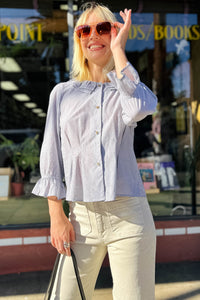 Emma Blouse - Pinstripe Tops Cameo
