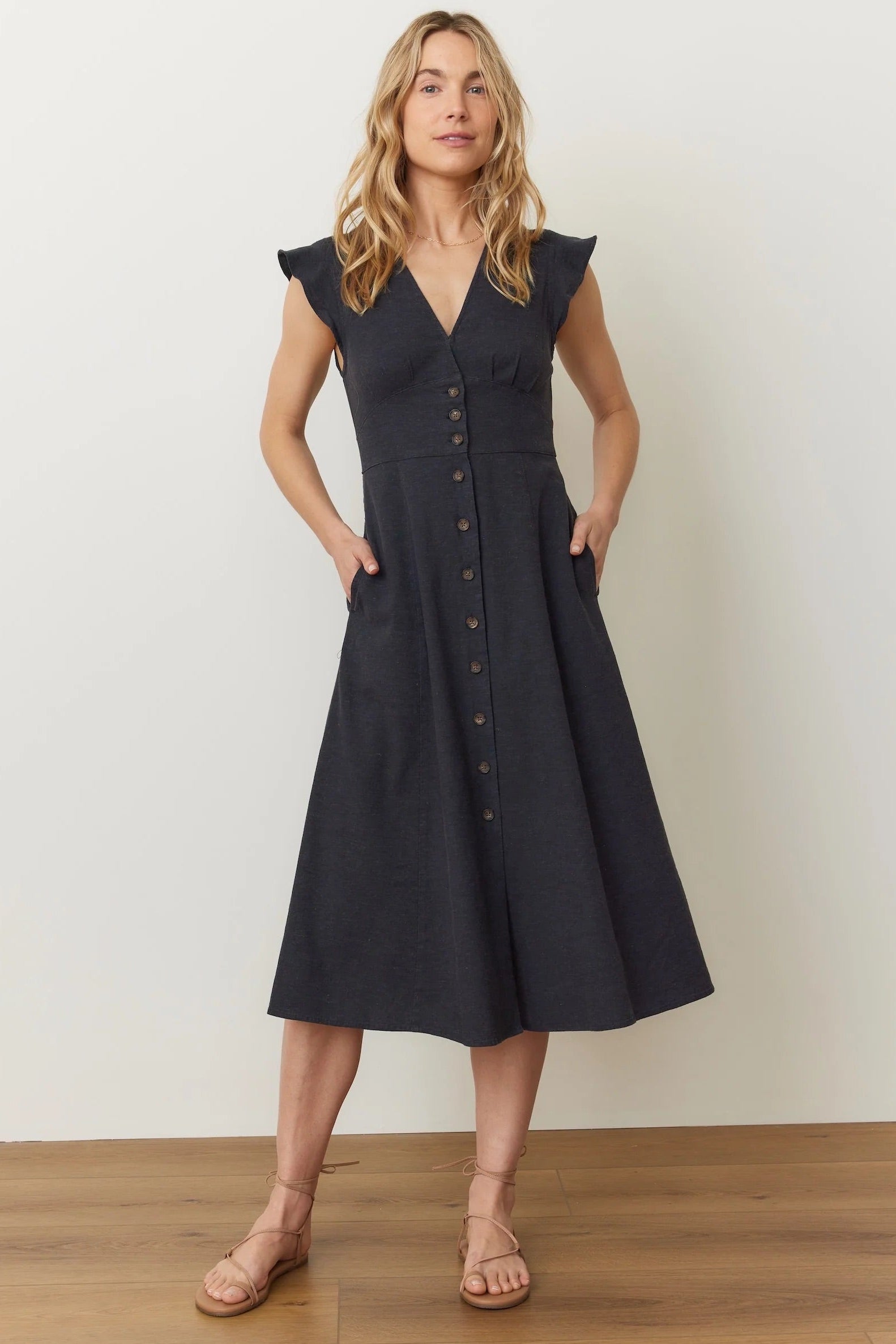 Camila Midi Dress - Black Dresses Marine Layer