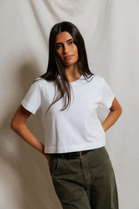 Cher Rinspun Cotton Short Sleeve Shrunken Tee Tops Perfect White Tee