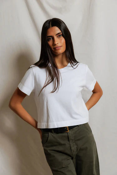 Cher Rinspun Cotton Short Sleeve Shrunken Tee Tops Perfect White Tee