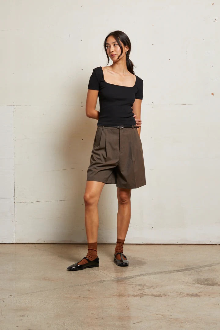 Chloe Luxe Rib Square Neck Top