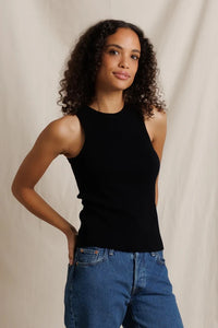 Daphne Heavy Rib High Neck Tank Tops Perfect White Tee