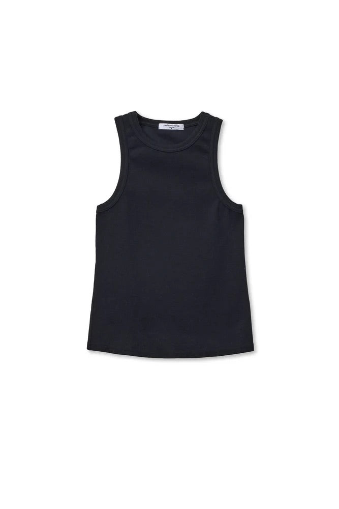 Daphne Heavy Rib High Neck Tank Tops Perfect White Tee