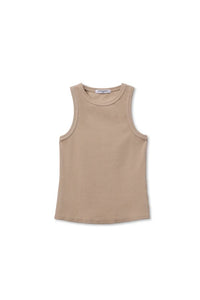 Daphne Heavy Rib High Neck Tank Tops Perfect White Tee