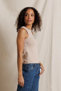 Daphne Heavy Rib High Neck Tank Tops Perfect White Tee