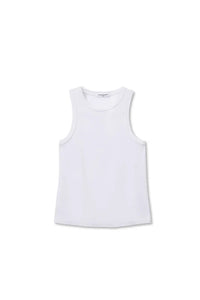 Daphne Heavy Rib High Neck Tank Tops Perfect White Tee