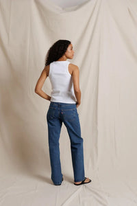 Daphne Heavy Rib High Neck Tank Tops Perfect White Tee